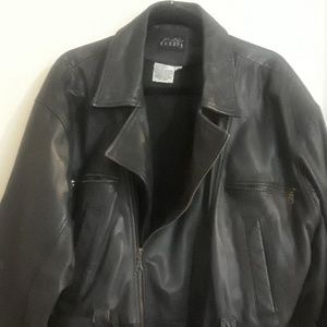 Warm waist length leather jacket